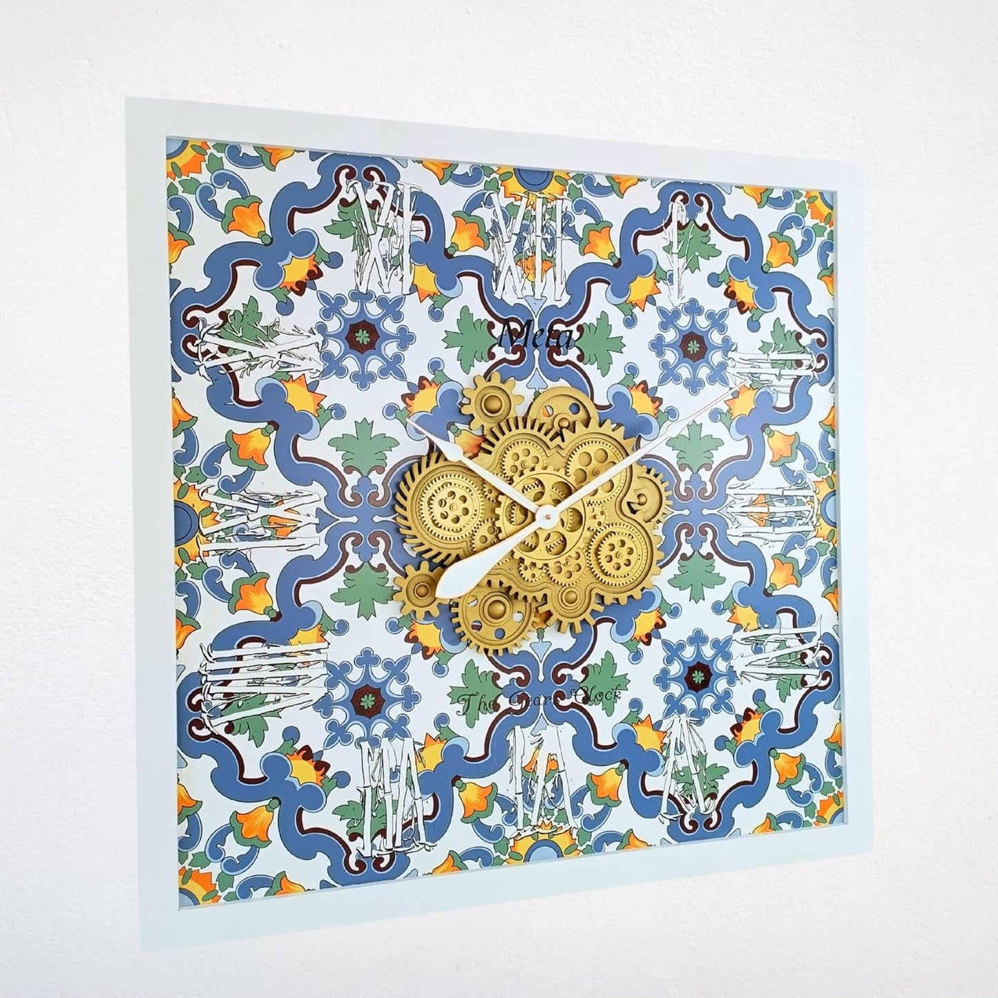 The Gears Clock Wall Clock Italy Collection with Moving Gears (Meta, 36 inch Square)