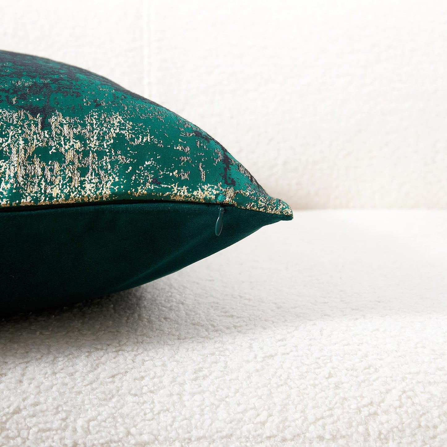 THE-TINOART Luxury Neon Moss Green Jacquard Pillow Cover 20x20 - Reversible Gold Threaded Embroidered Design, Holiday Throw Pillow Case for Couch, Sofa, Bed Décor