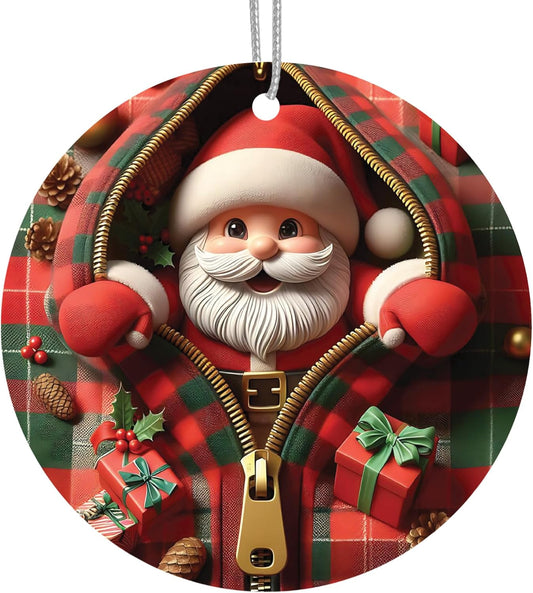 Jabihome Christmas Ornaments 2024, Exchange for Women, Men, Collectible Dated Year Ornaments for Tree, Unique Acrylic Suncatcher, Printed Stained Glass Effect Decor (Santa's Gifts)