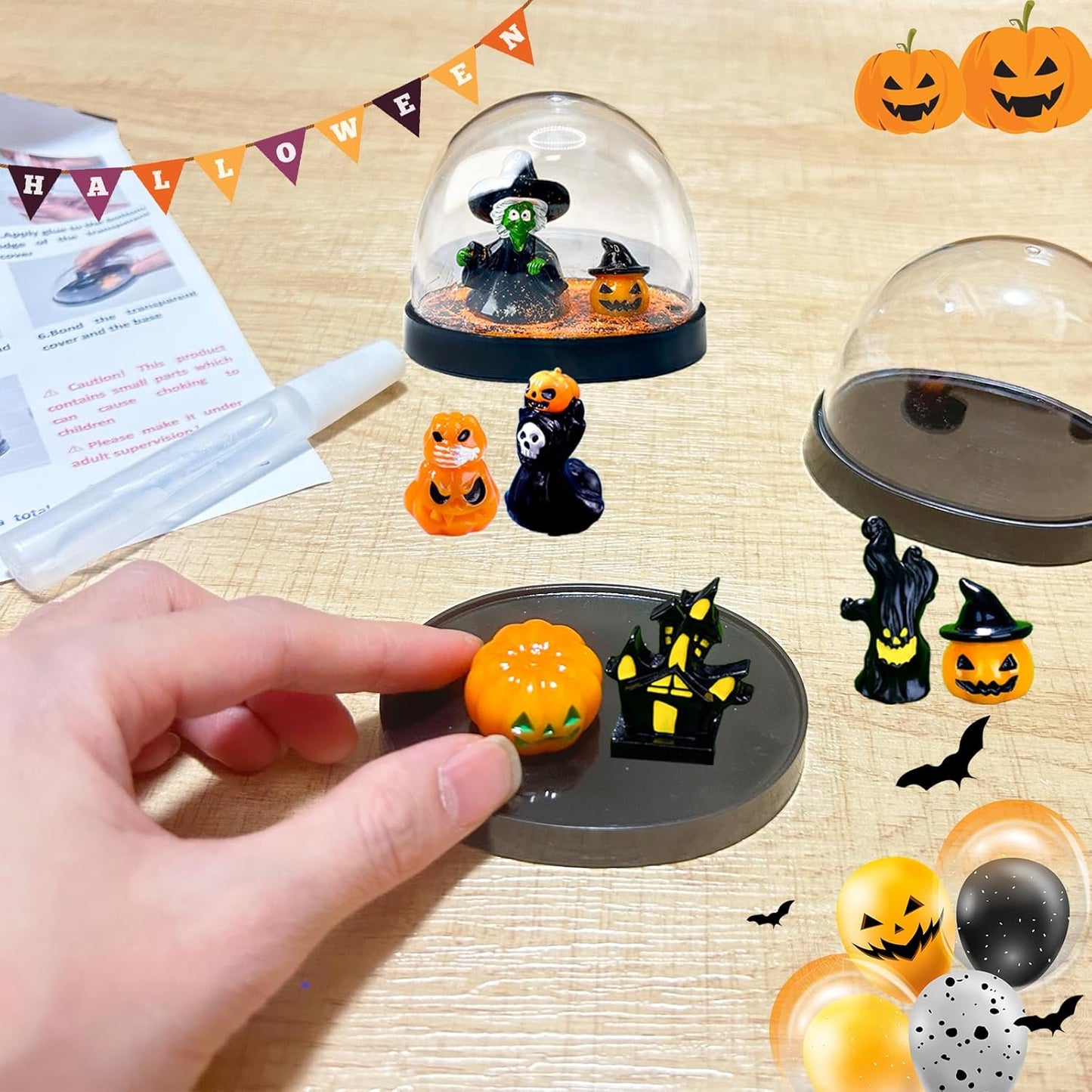 Halloween Snow Globes Making Kit - Make Your Own Snow Globes, Halloween Crafts for DIY Water Globes, Halloween Activities and Gift, Halloween Decorations for Home(6 Packs)