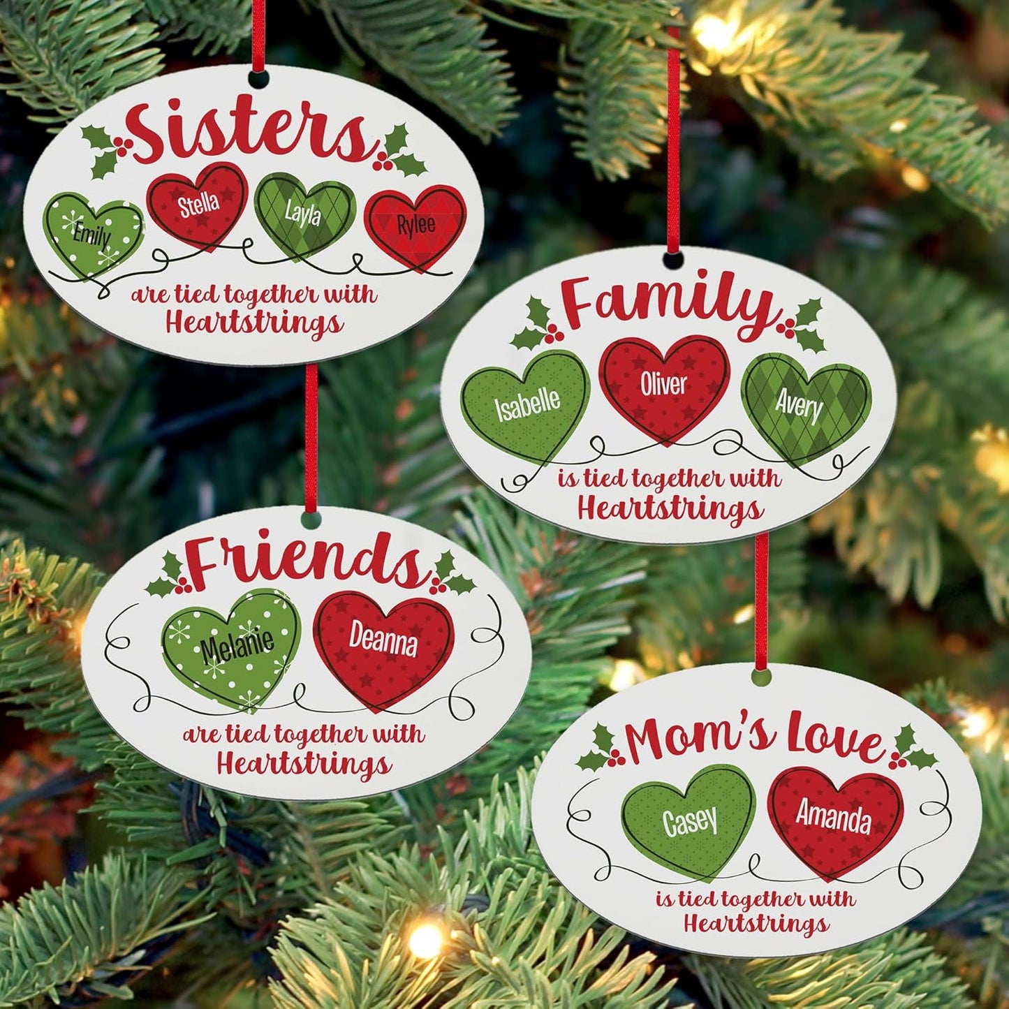 Let’s Make Memories Personalized Christmas Ornament - for Family - 2024 Christmas Ornament - Wood - Oval - 2–6 Names - Heartstrings