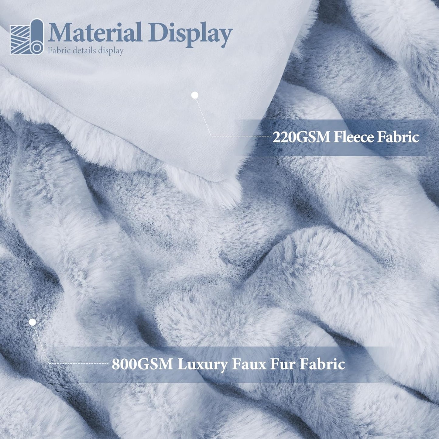 Touchat Luxury 1000GSM Rabbit Faux Fur Blanket, Super Heavy Warm Cozy Brown Blankets for Couch Bed Sofa, Ruched Plush Fuzzy Elegant Soft Reversible Mink Blanket Living Room Bedroom, 90" x 90"