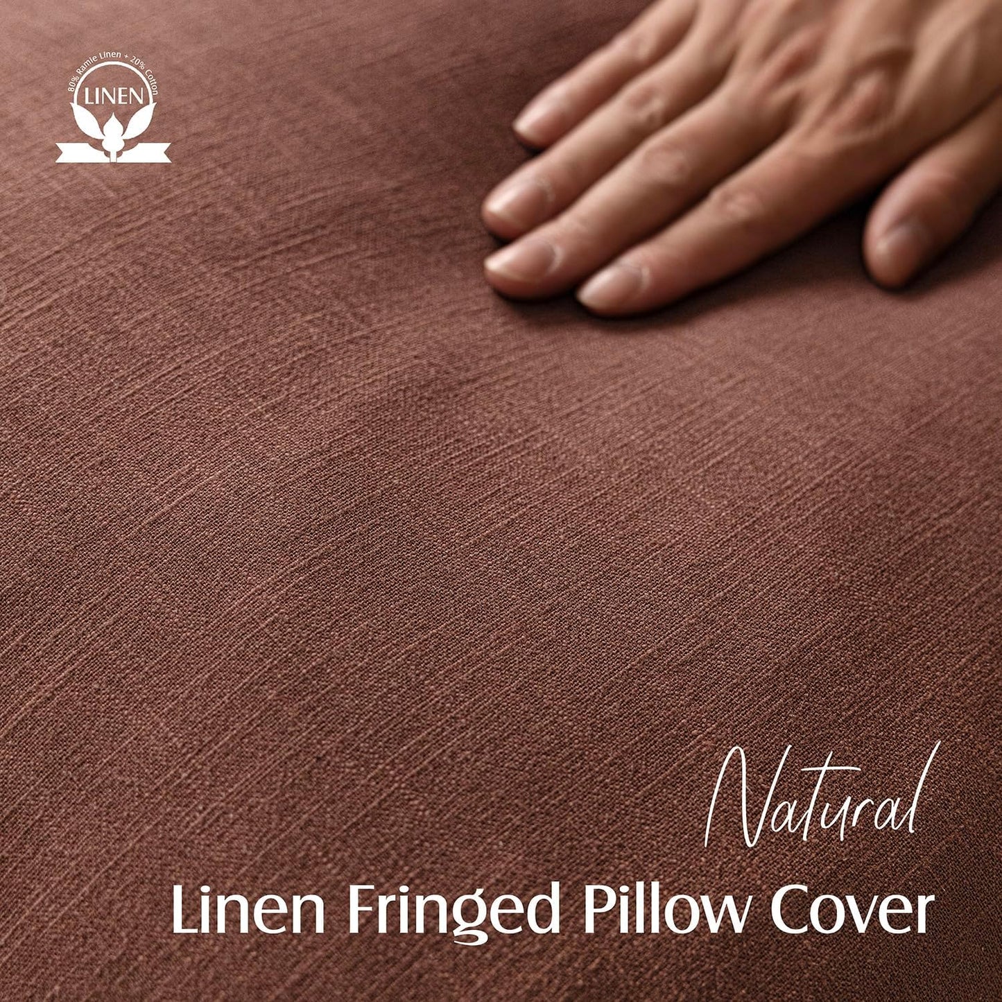 Foindtower Set of 2 Decorative Linen Fringe Throw Pillow Covers Cozy Boho Farmhouse Cushion Cover with Tassels Soft Accent Pillowcase for Couch Sofa Bed Living Room Home Decor,26×26 Inch,Rust Red