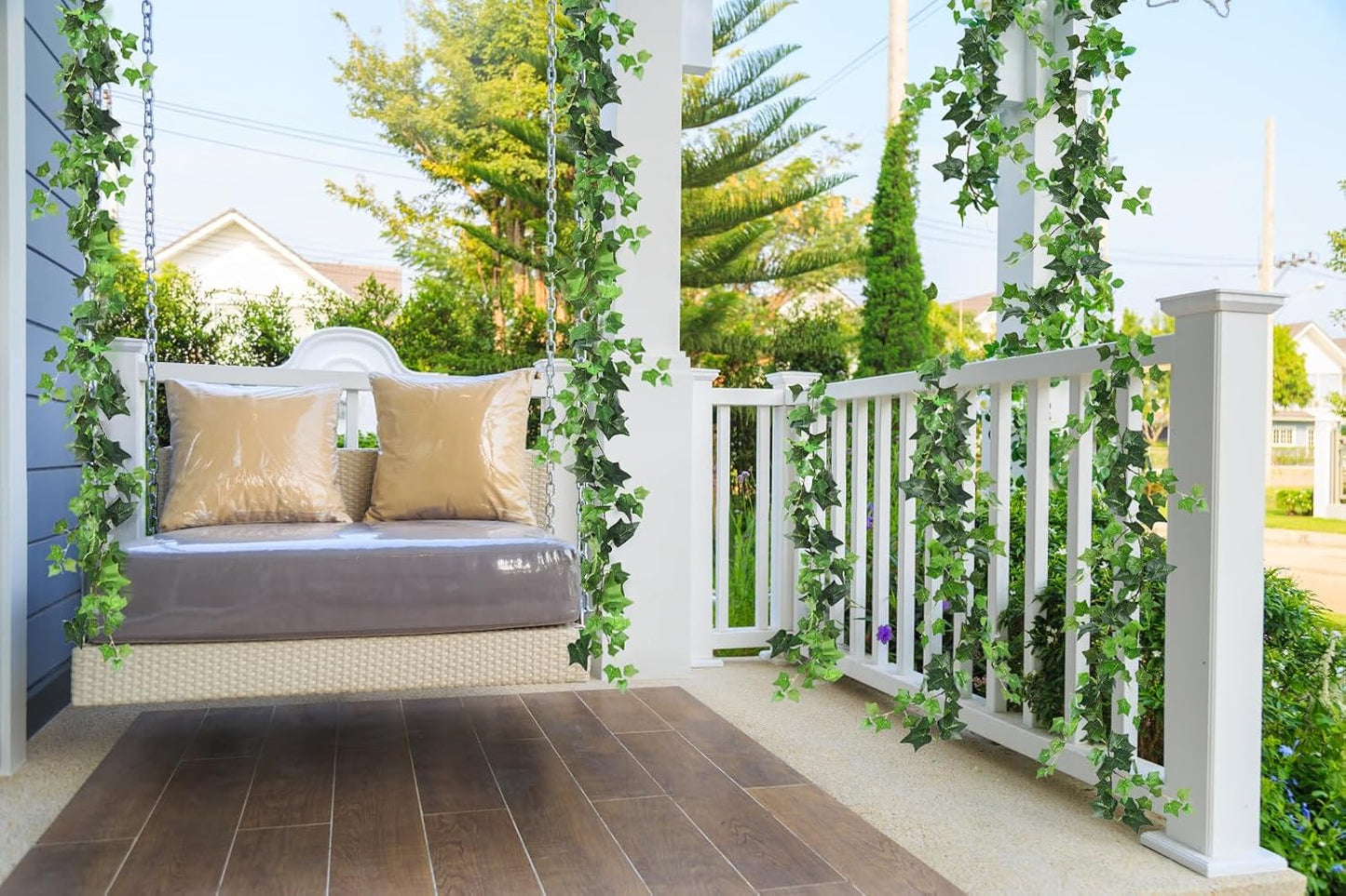 RECUTMS 3 Strands Artificial Ivy Vines 6.4Ft Green Ivy Garland Faux Hanging Plants Greenery Decoration Artificial Vines for Home Decor Indoor Home Wall Wedding Room Decor(Green)