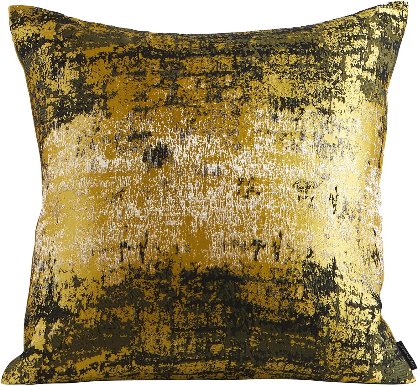 THE-TINOART Sun Gold & Black Jacquard Pillow Cover 22x22 - Luxury Embroidered Decorative Throw Pillow Cover, Reversible with Metallic Thread & Velvet Backing, Elegant Home Decor
