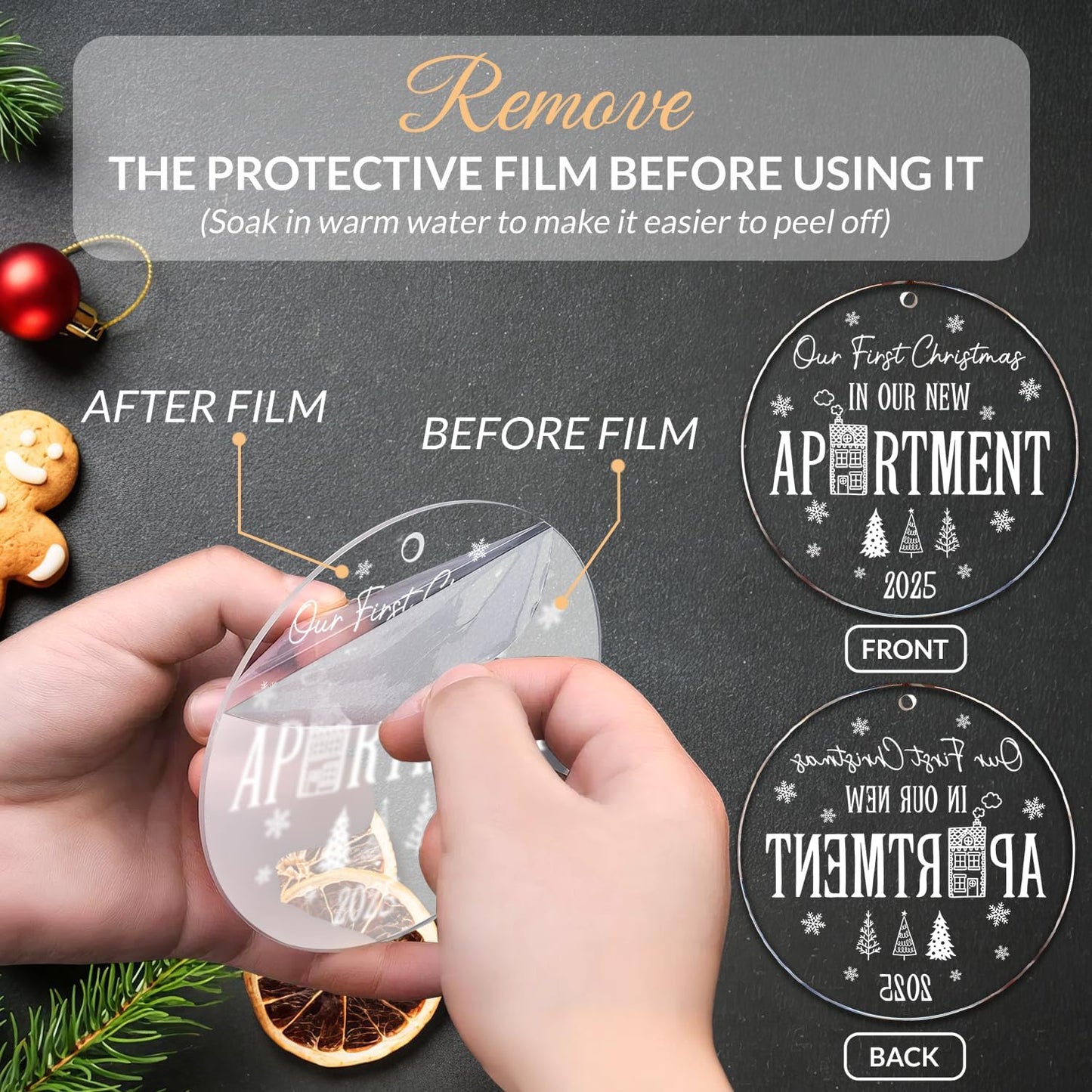 Our First Christmas in Our New Apartment 2025 Xmas Ceramic Ornament - Apartment Decor House Warming Gifts 1st Apartment Christmas Ornament Idea for New House Housewarming Couple & Family Xmas Gifts