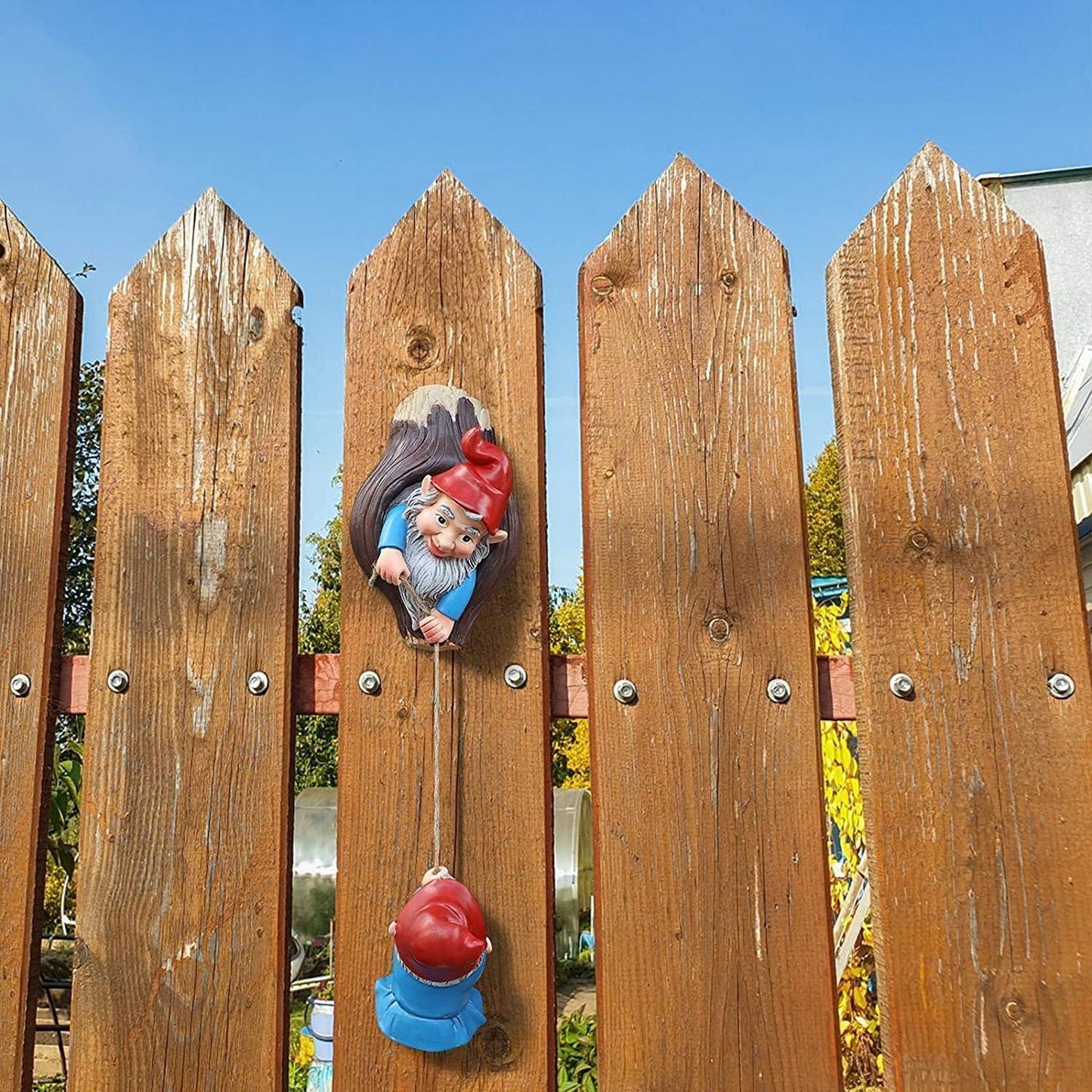 Gnome Tree Hugger Figurines Miniature Fairy Elf Climbing Tree Hanging Statue Garden Sculpture Decorative Outdoor Ornaments