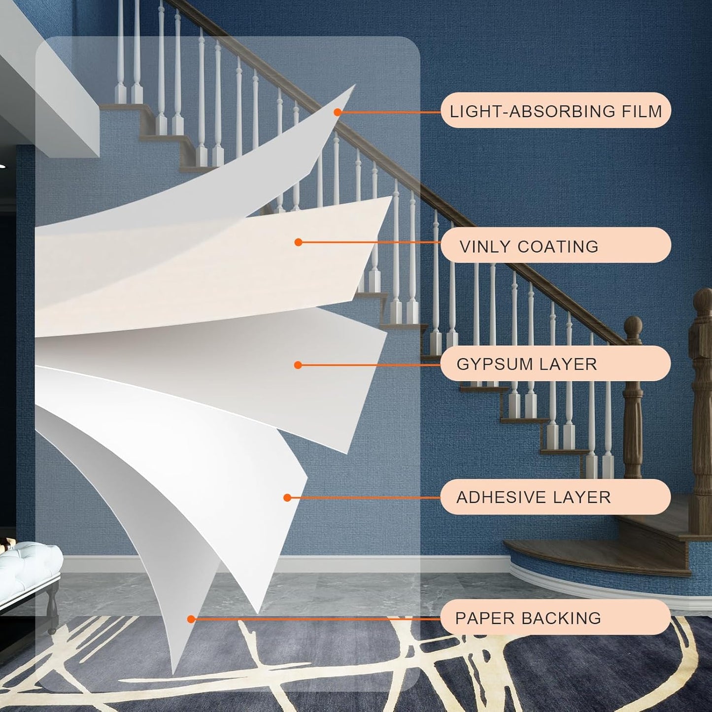 Grasscloth Wallpaper Textured 20.8"x394" (Blue, 20.8"x394")