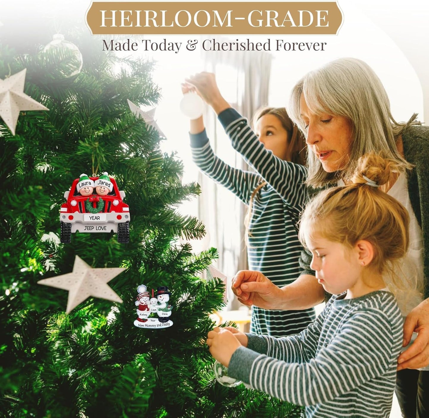 Personalized Large Family of 9 Ornament 2025 | Free 24h Customization | Laser Engraved Snowman Christmas Ornaments for Tree | Custom Gift Wrapped Festive Holiday Keepsake for Nine Persons