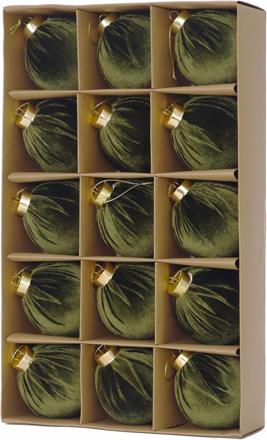 3.15inch Green Velvet Ornaments for Christmas Tree, 15pcs Flocked Christmas Ornaments Decorations Balls Set Decor