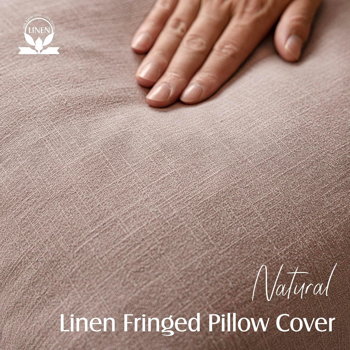 Foindtower Set of 2 Decorative Linen Fringe Throw Pillow Covers Boho Farmhouse Cushion Cover with Tassels Soft Accent Pillowcase for Couch Sofa Bed Living Room Home Decor,18×18 Inch,Dusty Pink