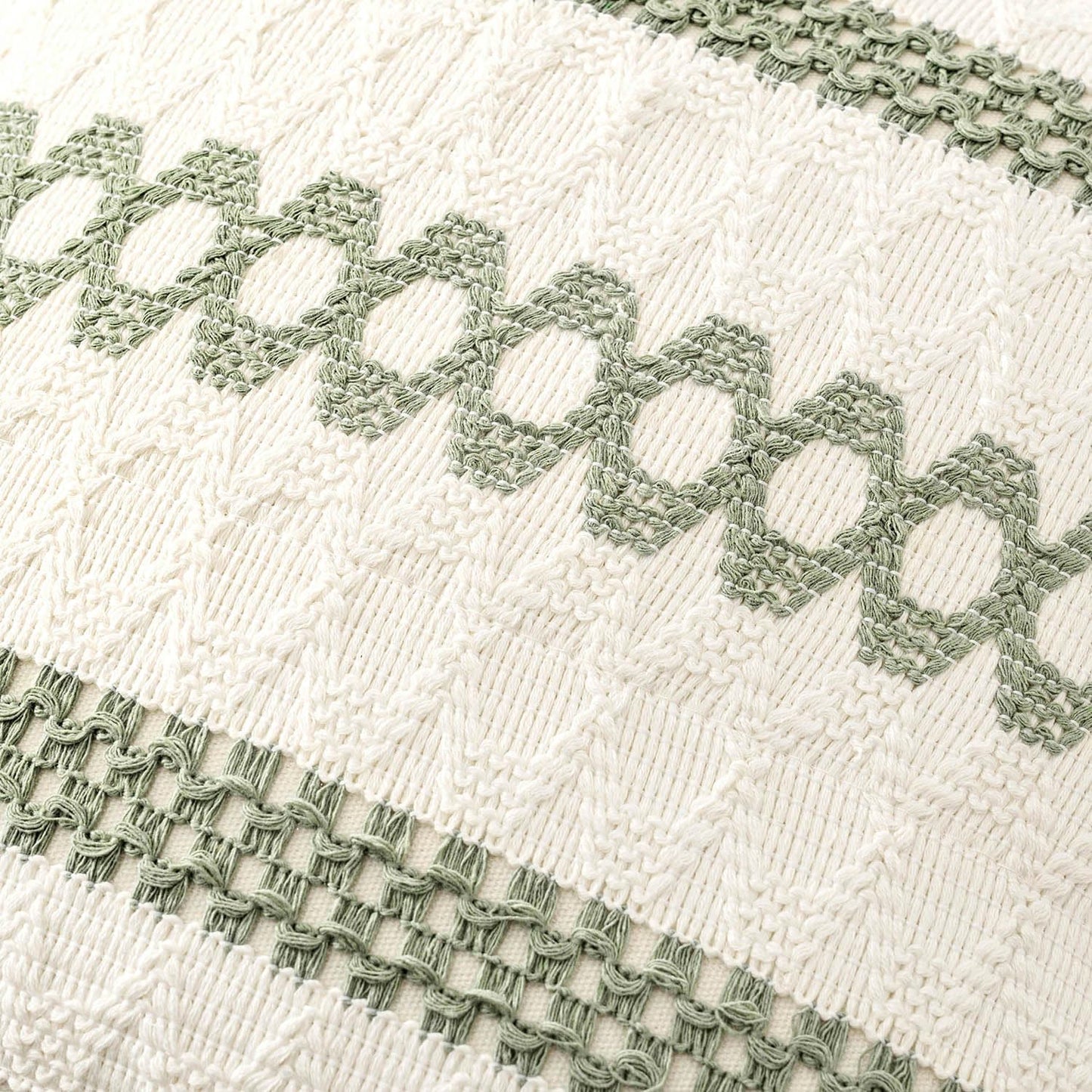 MIULEE Set of 2 Sage Green Boho Decorative Pillow Covers 16x16 Inch Farmhouse Rustic Couch Throw Pillows Modern Cotton Cushion Covers Retro Cute Macrame Woven Home Decor for Bed Sofa Chair