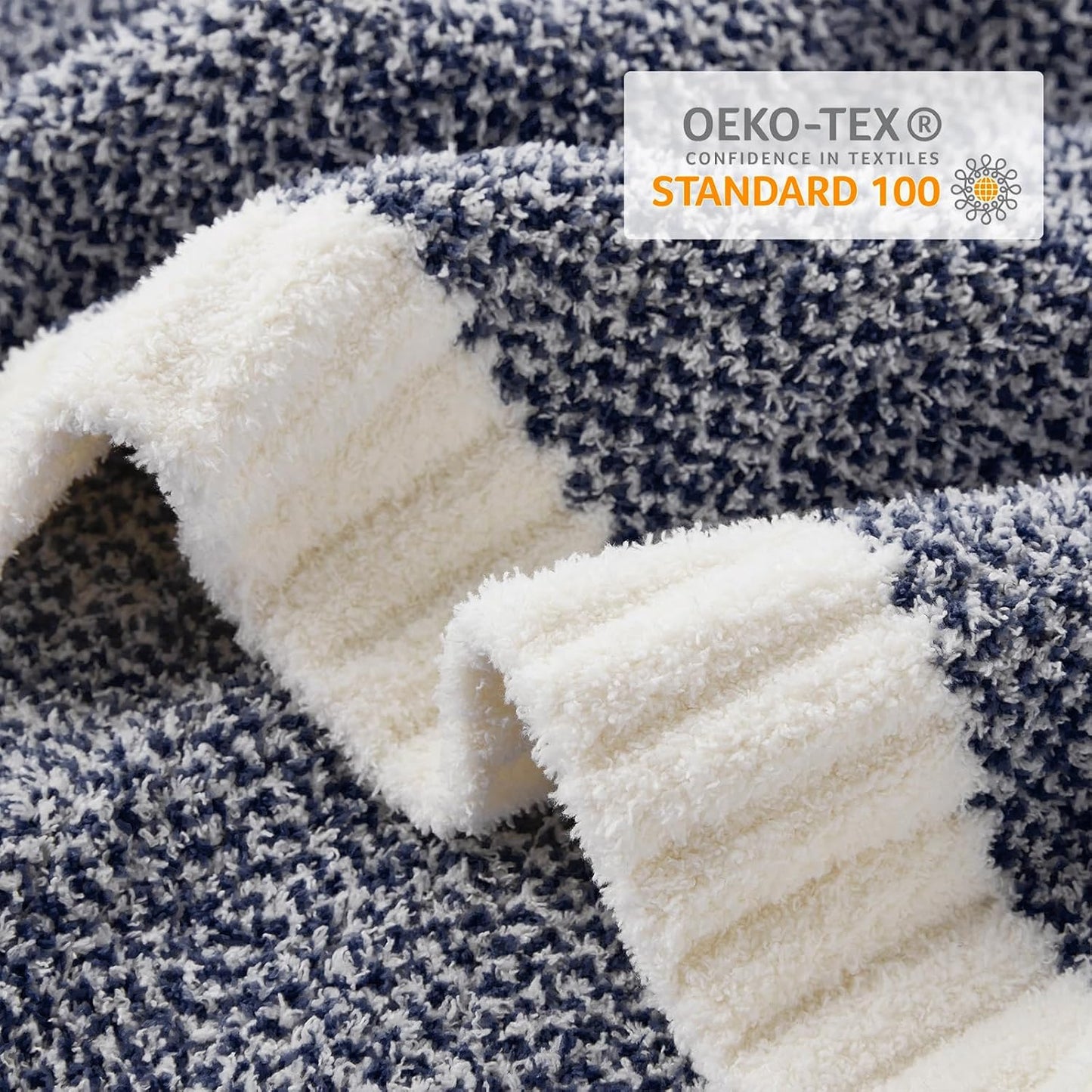 Snuggle Sac Navy Throw Blanket for Couch, Oversized Throw XL Super Soft Warm Blankets Cozy Knit Fuzzy Lightweight Throws for Sofa, Bed, Living Room, Heather Navy, 50x70 inches