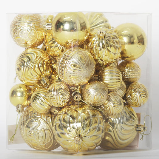 Christmas Ornaments Set with 36pcs Shatterproof Christmas Tree Decorations Multi-Size Christmas Ball Ornaments with 7 Styles Gold