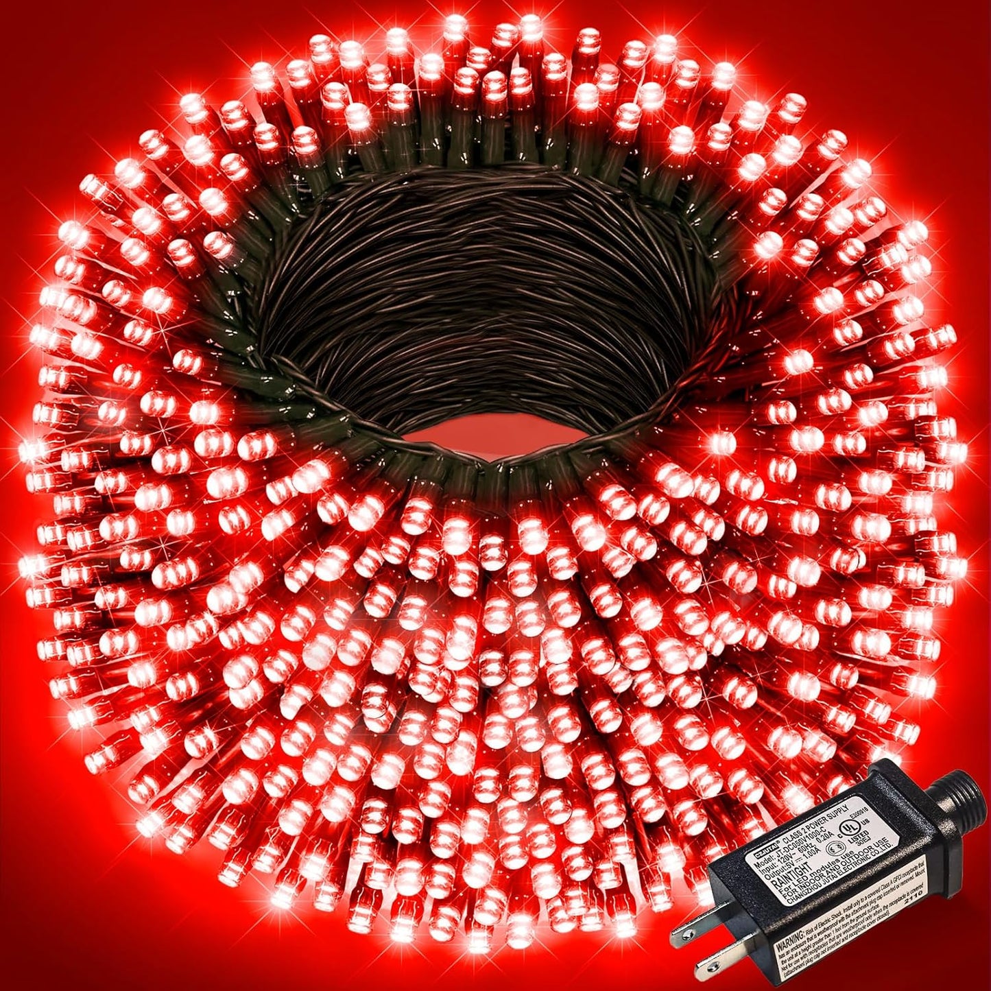 262FT 800 LED Christmas Lights, Plug in Christmas Tree Lights Outdoor with Timer and 8 Modes, Green Wire Waterproof String Light for Indoor House Yard Patio Wedding Decorations, Red