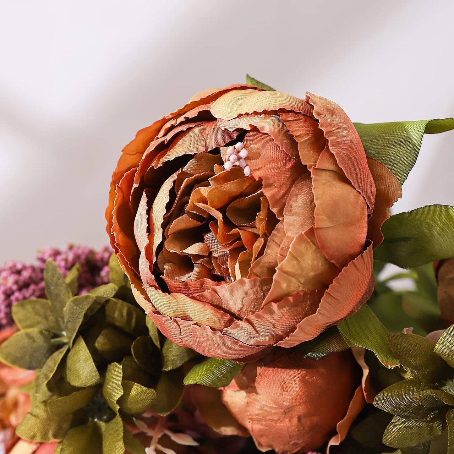 Duovlo Fake Flowers Vintage Artificial Peony Silk Flowers Wedding Home Decoration,Pack of 1 (Coffee)