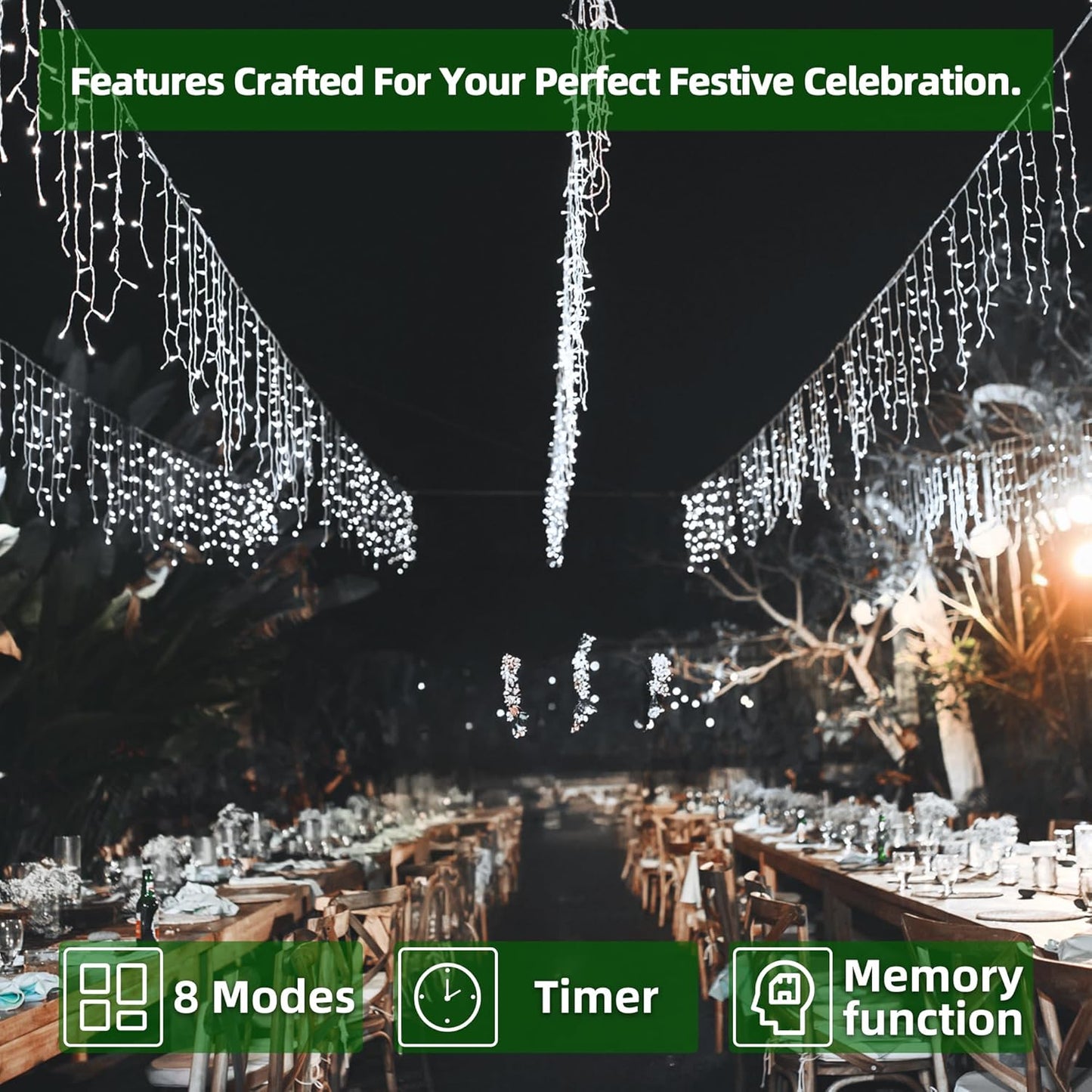 1620 LED Christmas Lights with 360 Drops,164ft 8 Modes Fairy Hanging String Lights with Time Waterproof, Plug-in Hanging String Lights for Holiday Wedding Party Christmas Decor (Cool White)