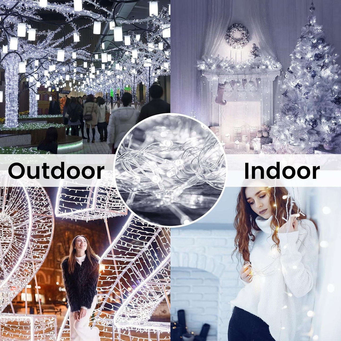 2 Pack String Lights Battery Operated with Timer, 66FT 200 LED Waterproof Battery Twinkle Lights, 8 Modes Fairy Light for Indoor & Outdoor Party Bedroom Garland Tree Christmas Decorations (Cool White)