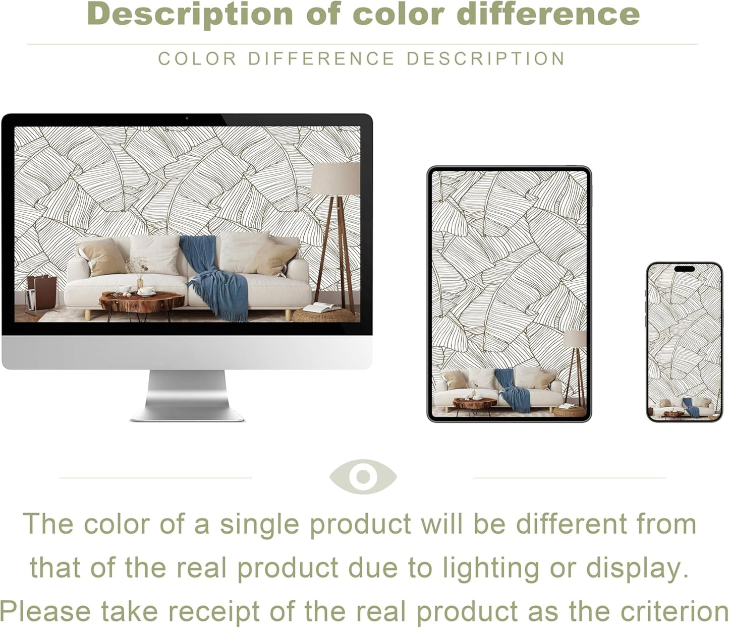 Gray Banana Leaf Wall Mural Wallpaper for Bedroom Living Room Office(Not Peel and Stick)