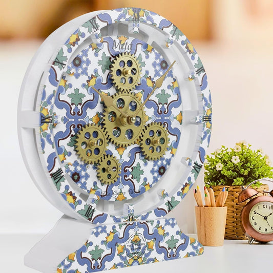 The Gears Clock Wall Clock Italy Collection with Moving Gears (Meta, 10 inch Round)