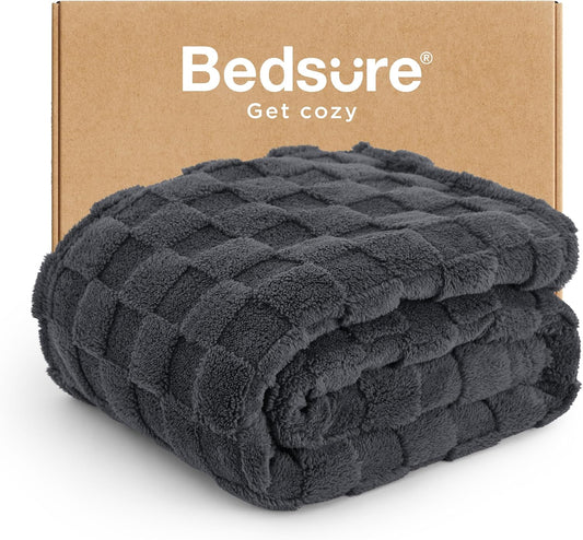 Bedsure GentleSoft Twin Blanket for Bed Dark Grey - Super Soft Cozy Blankets for Women Men Girls, Cute Fuzzy Fleece Throws for Bedroom Couch, 60x80 Inches