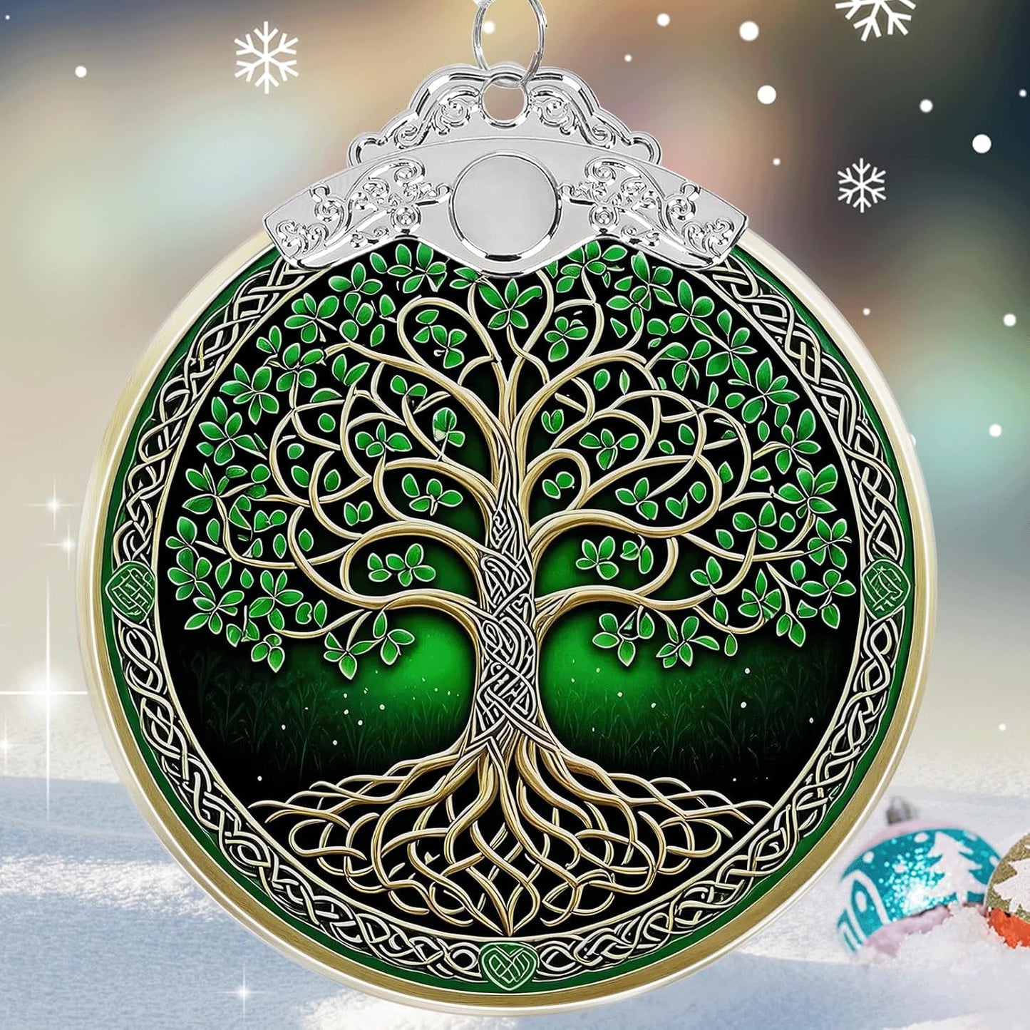 Tree of Life Stained Glass Christmas Ornament - Hanging Ornaments for Christmas Tree Decorations -Holiday Keepsake Present Exchange Idea -1