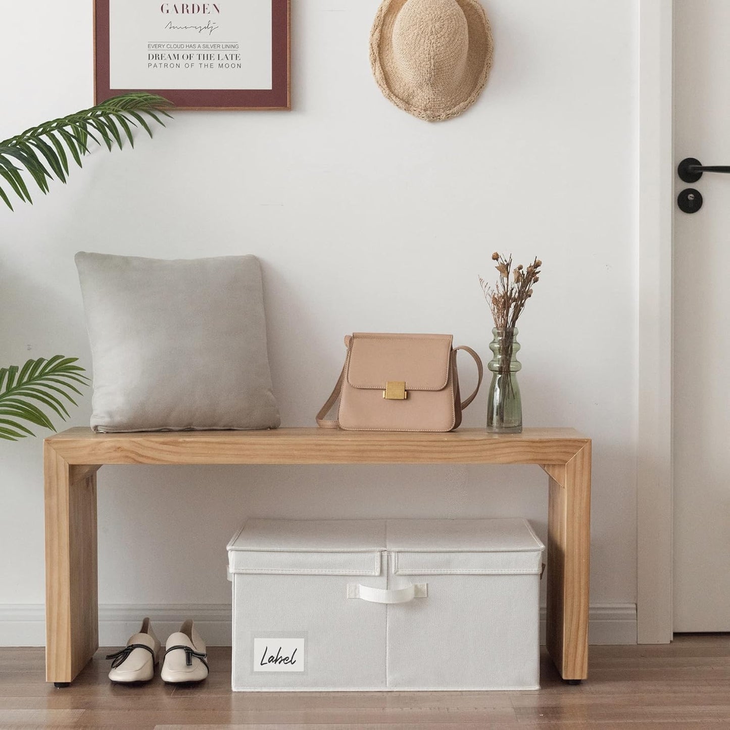 GRANNY SAYS Fabric Storage Bin with Lid, Decorative Storage Box for Shelves, Container Storage Basket Organizer, Closet Bins with Lids for Organizing, Jumbo, Ivory, 1-Pack