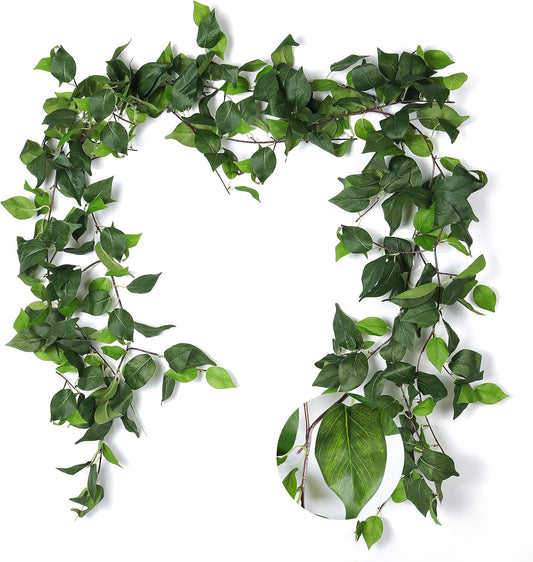 RECUTMS Artificial Vines Ivy Garland 3Pcs 6.3Ft Fake Green Leaves Ivy Garland Faux Hanging Plants Greenery Decor Artificial Vines for Home Outdoor Indoor Home Wall Garden Table Wedding Room Decor