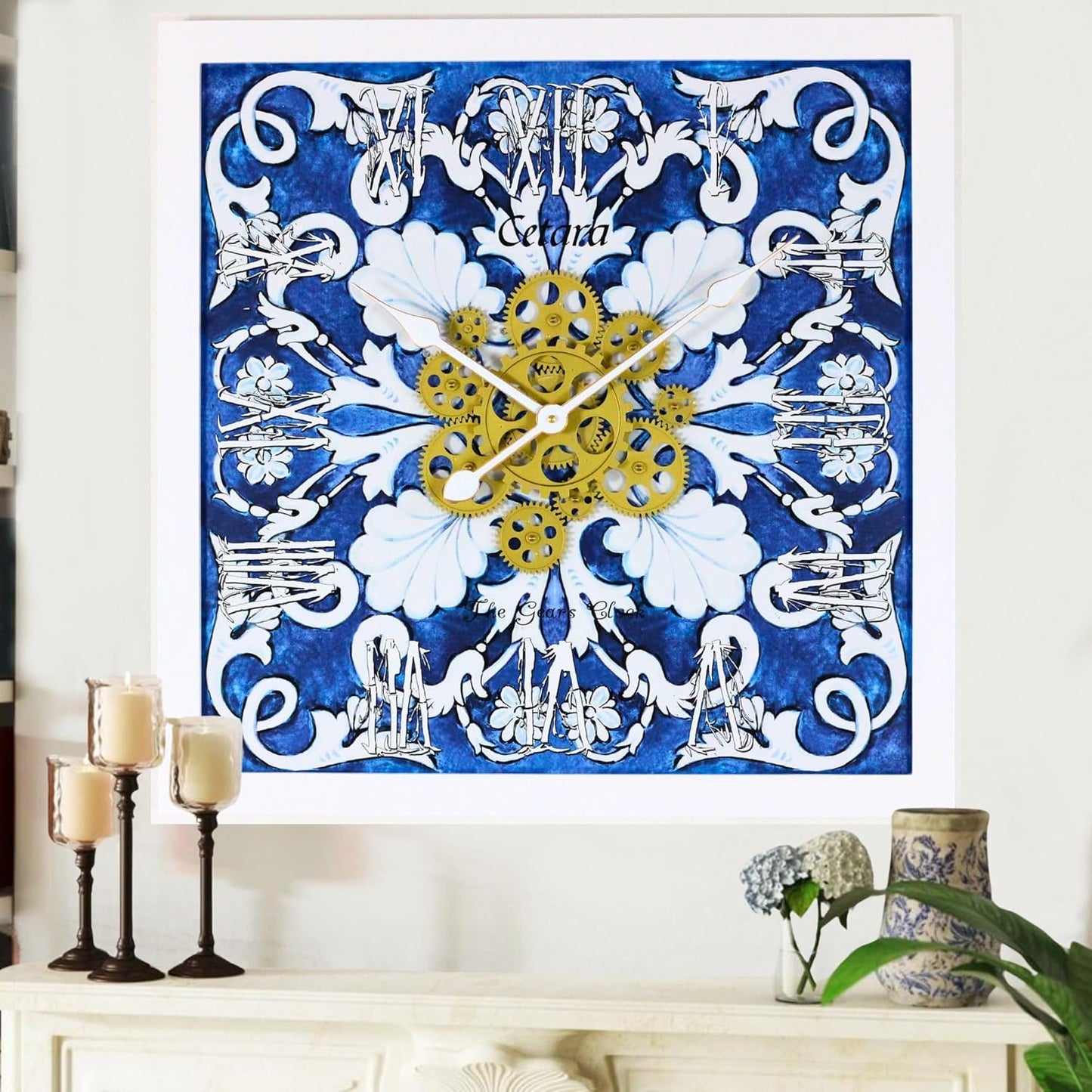 The Gears Clock Wall Clock Italy Collection with Moving Gears (Cetara, 24 inches (60 cm))