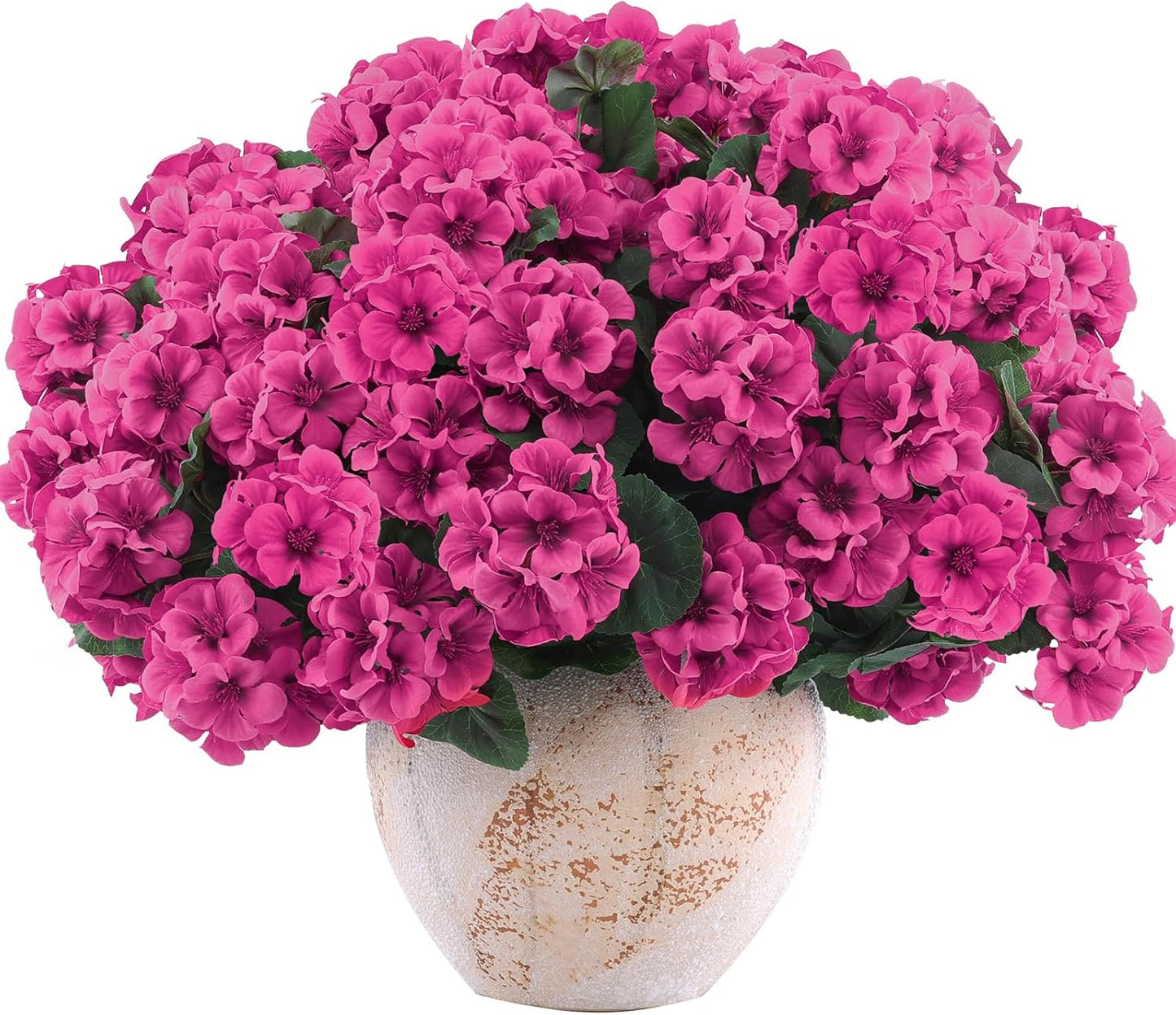 Hananona 12 Pcs Artificial Geranium Flowers for Outdoors Geranium Silk Flowers Outdoor UV Resistant Garden Plants Faux Flowers for Ptio Front Door Kitchen Table Centerpieces Home Decor (12, Rose Red)