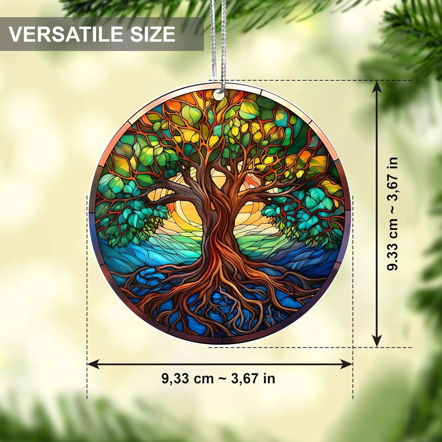 Jabihome Christmas Ornaments 2025, Exchange for Women, Men, Collectible Dated Year Ornaments for Tree, Unique Acrylic Suncatcher, Printed Stained Glass Effect Decor (Tree of Life)