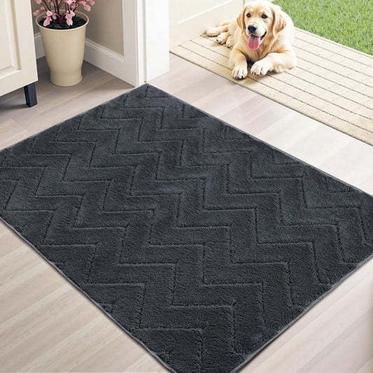 Stiio Dirt Trapper Door Mat 24x35.5 Inches, Front Doormat Indoor Outdoor Entrance Low Pile, All-Season, All-Weather Absorbent Entry Rug, Washable Non Slip Rug for Entryway, Dark Grey