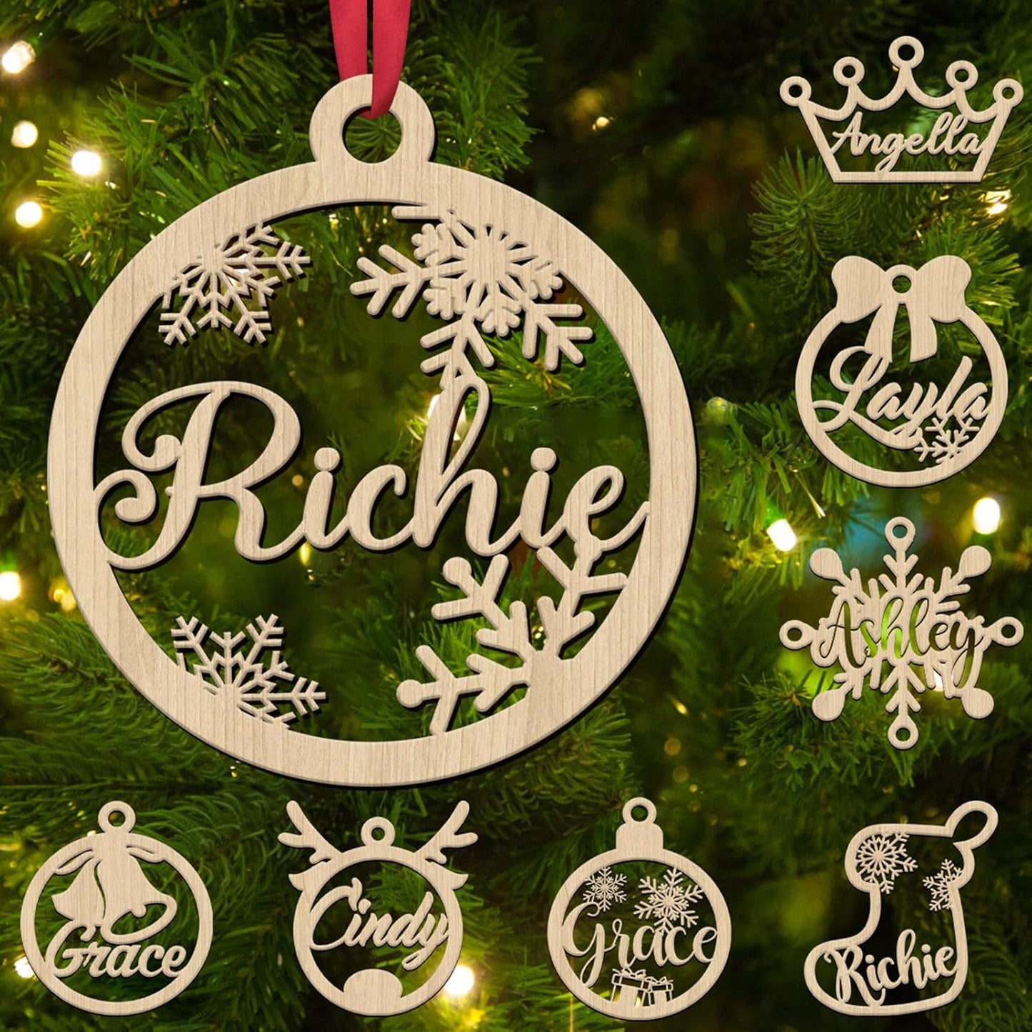 Personalized Wooden Christmas Ornaments 2025 Custom Wood Name Ornament for Women Men Friends Family Customized Hanging Ornament Decoration Gift for Xmas Tree
