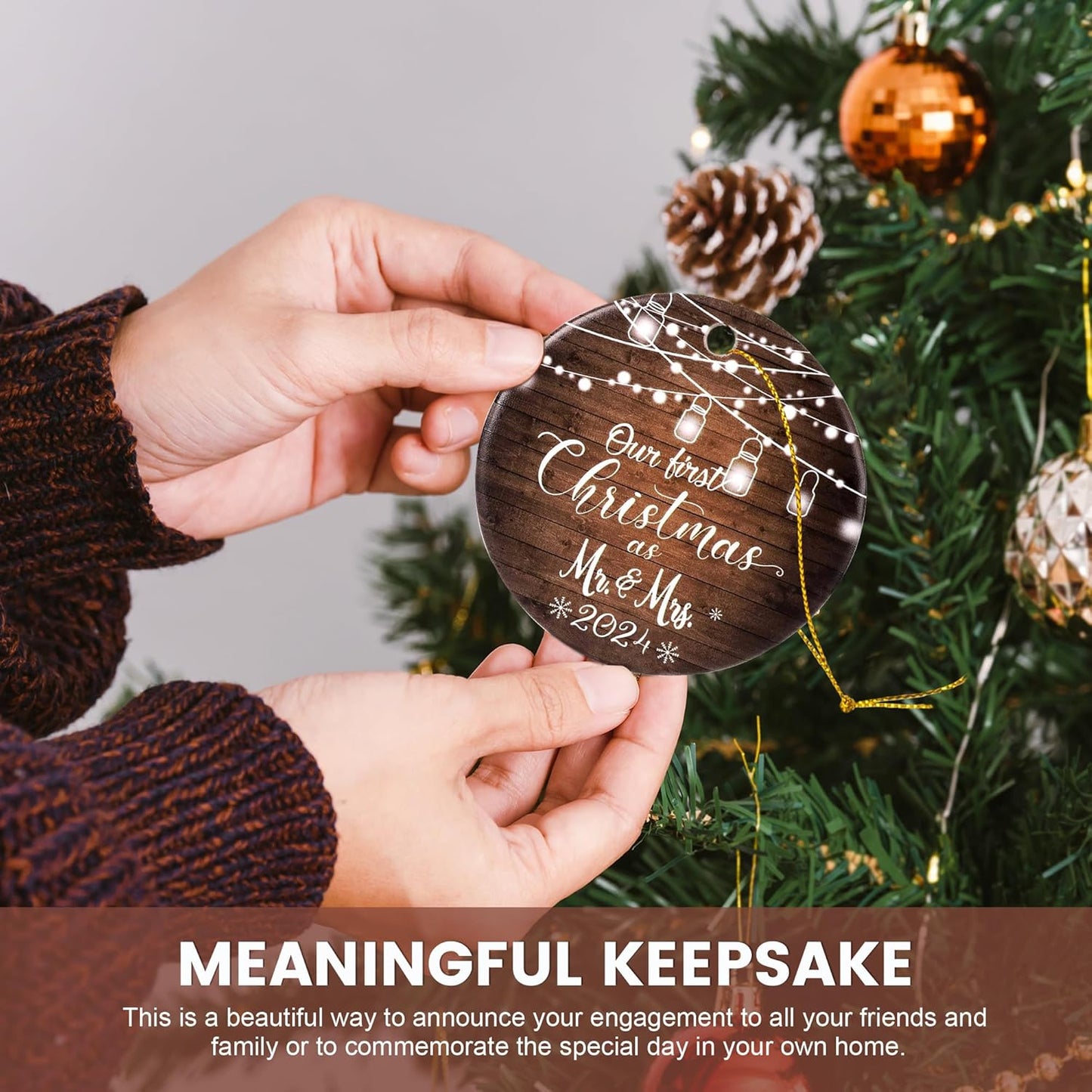 First Christmas Married Ornament 2024, Mr and Mrs Gifts, Wedding Gifts for Couples Unique 2024, Bridal Shower Gift, Just Married Ornaments for Newlywed,Bride