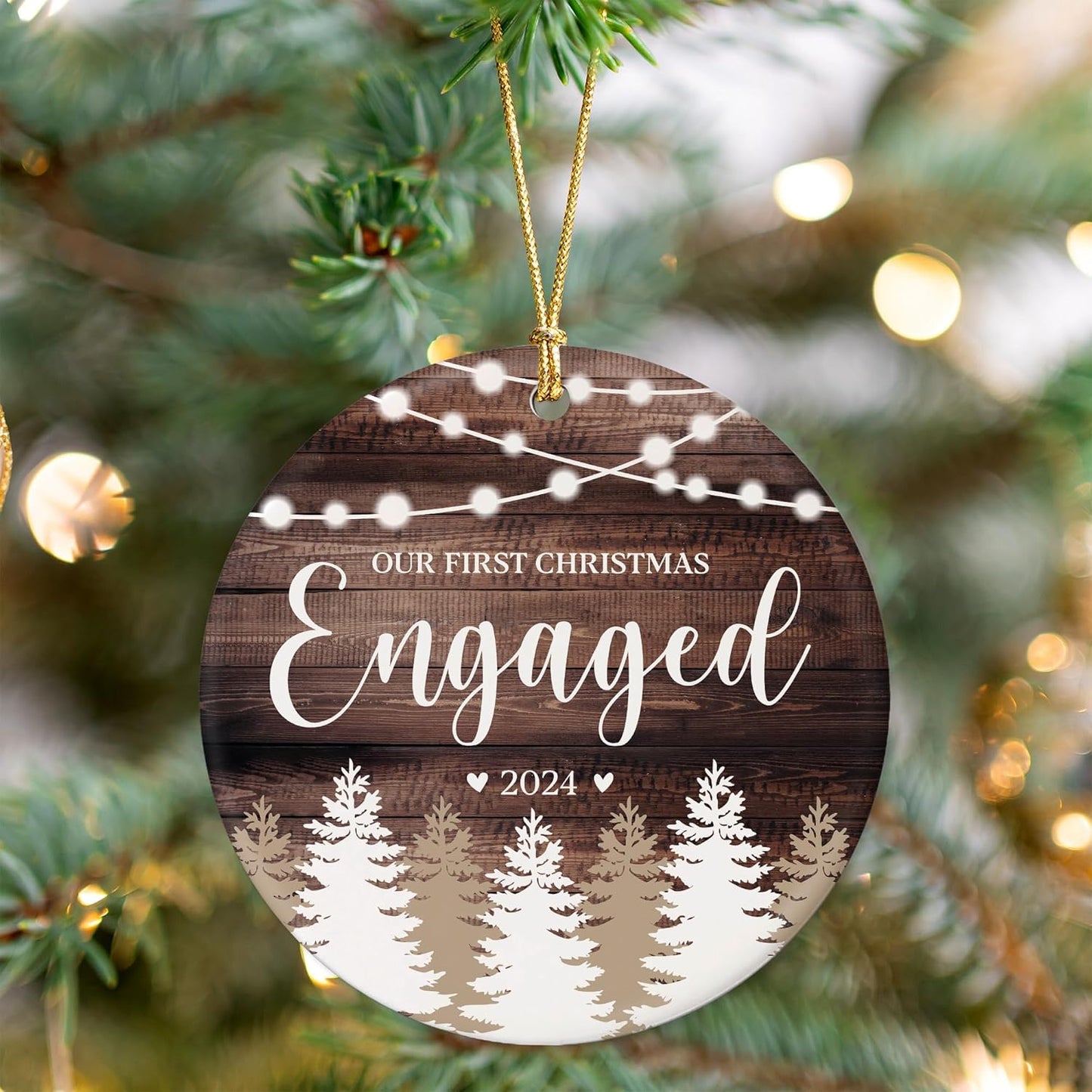 Engagement Gifts for Couples - Our First Christmas Engaged 2024, 1st Christmas Ornament, Wedding Ornaments for Bride, Newlywed, Bridal Shower Gift - Newlywed Keepsake Ornament