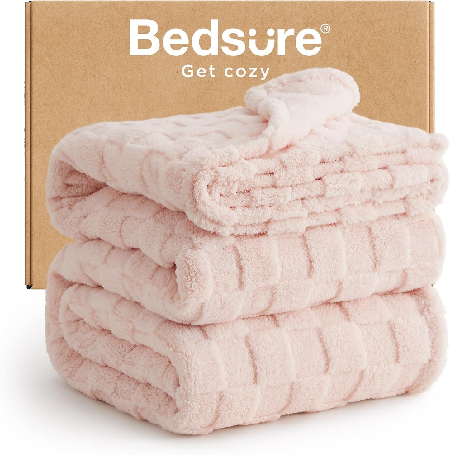 Bedsure GentleSoft California King Blanket for Bed - Super Soft Cozy Blankets for Women Men Girls, Large Fuzzy Fleece Throw for Bedroom Decor, Light Pink, 102x96 Inches