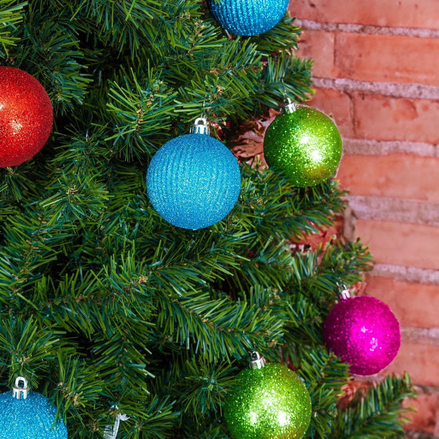 Every Day is Christmas Ornaments, Shatterproof Christmas Tree Ornament Set, Christmas Balls Decoration 35 Count (2.75"/70mm, Textured Rainbow)