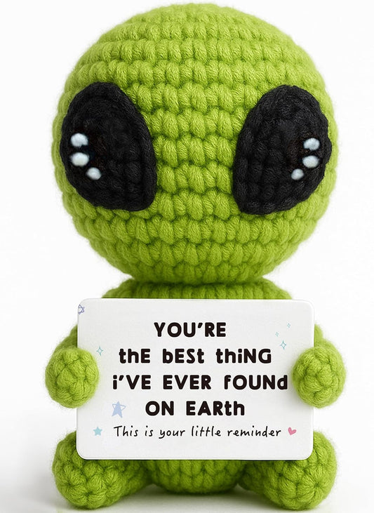 Unique Crochet Alien Decor Gift for Boyfriend, Girlfriend, Anniversary, Valentine's Day, Birthday, Christmas Funny Romantic Gifts for Him Her to My Love Presents