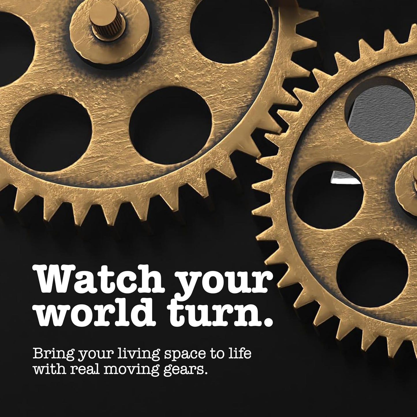 Driini 30 Inch Large Rustic Farmhouse Gear Clock with Moving Gears – Vintage Oversized Wall Clock with Iron Frame – Giant Industrial Steampunk Wall Clock for Living Room Décor (Oak)