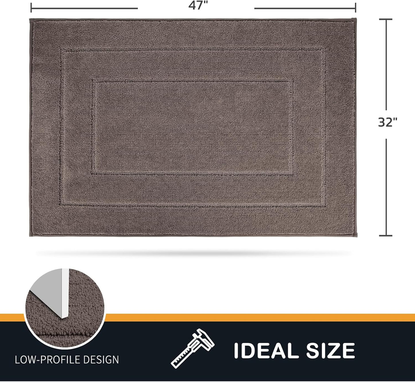 PURRUGS Dirt Trapping Door Mat 32" x 47", Non-Slip/Skid Machine Washable Entryway Rug, Dog Doormat, Super Absorbent Welcome Mat for Muddy Wet Shoes and Paws, Grayish Brown