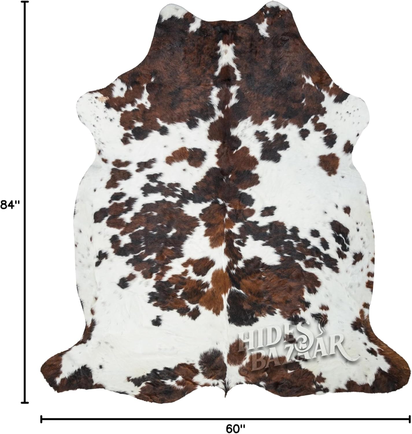 Natural Cowhide Rug for Home & Office Premium Light Tricolor Cowhide Rug with Mixed Brown, Black & White Patterns - Cow Hide Rugs Made with Tanned Leather - Cow Hide Rugs 5x7 ft