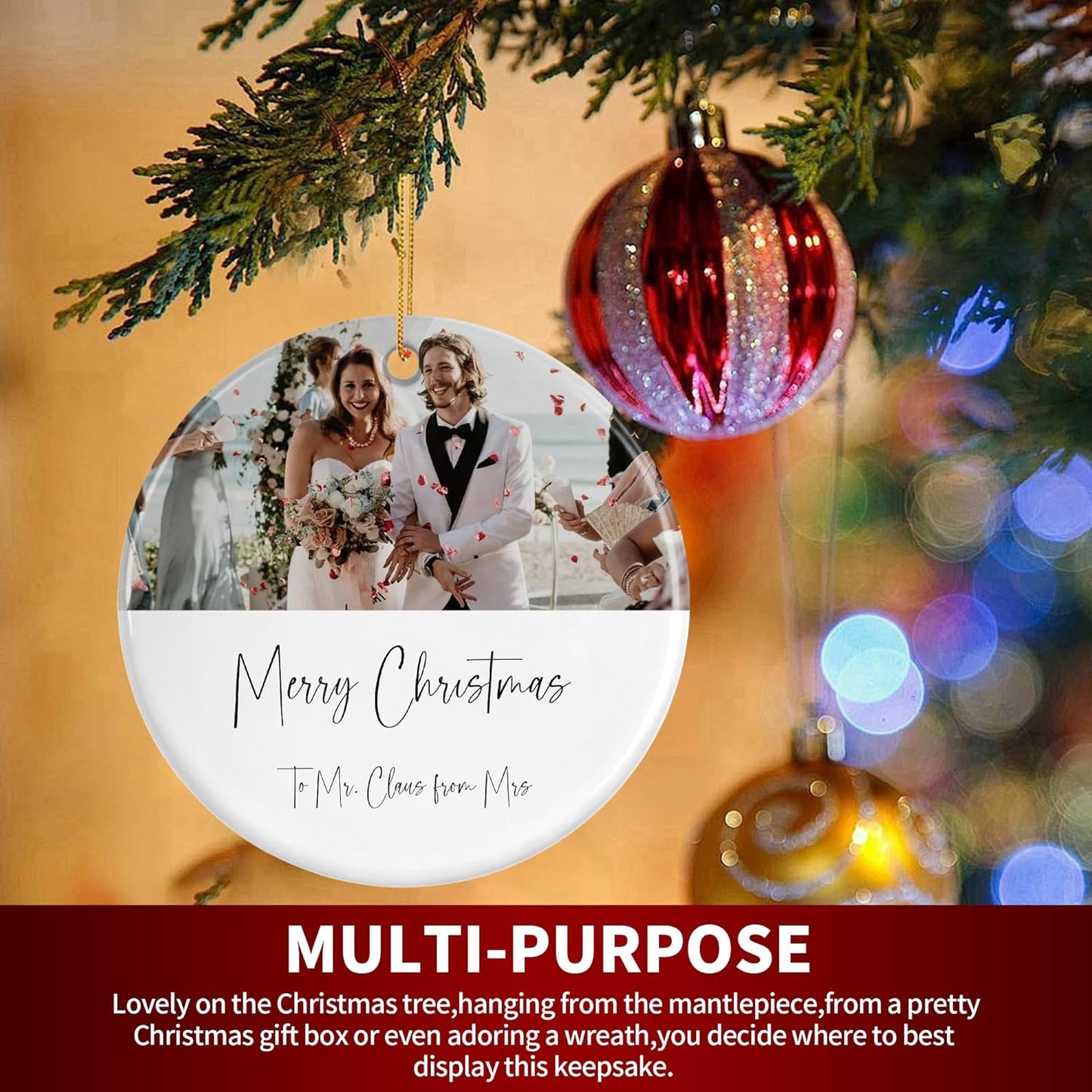 Personalized Christmas Ornaments, Custom Photo & Text 2025 Christmas Tree Ornament, Ideal for Xmas Decorations, Baby Showers, Weddings, Birthdays, Gifts for Mom, Dad, Kids, Pets, Friends