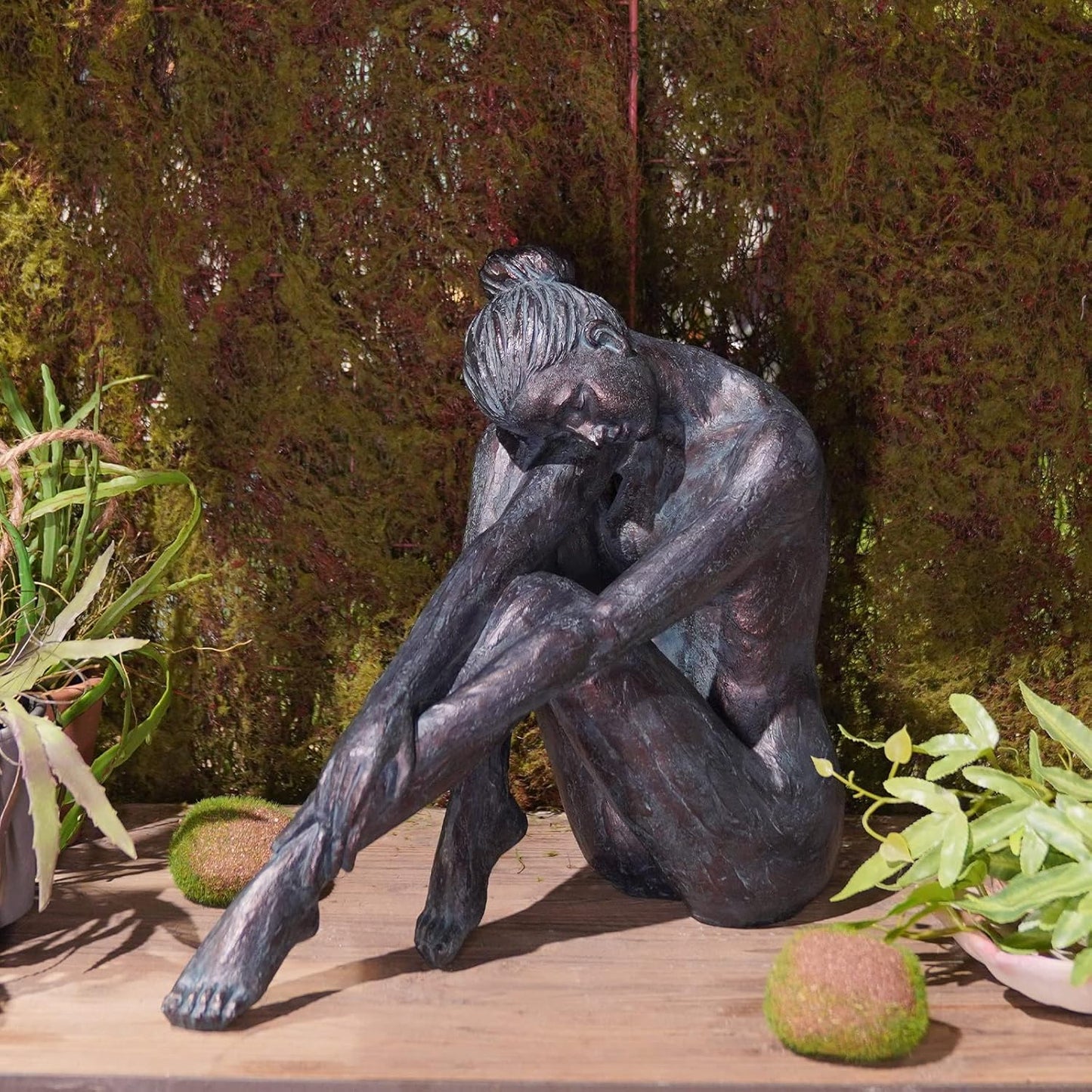 Guichifun Yoga Dancer Statue Home Decoration - Resin Bronze Sculpture Modern Creative Home Garden Statue Handicrafts Art Ware Home Décor Office Room or Outdoor Garden Gifts 16.3 x 7.15 x 13.9 Inch