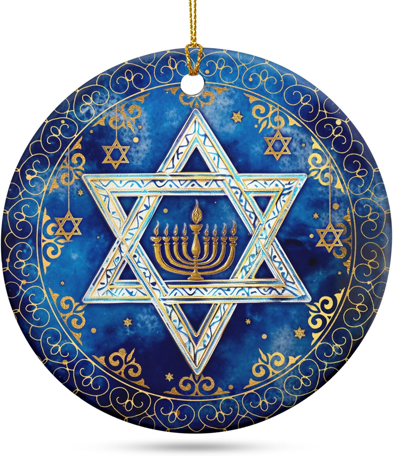 FLAGWIX Hanukkah Gifts for Men Women - Ceramic Christmas Ornaments 2025 for Tree Decorations - Hanukkah Decorations for Home, Spiritual Christmas Tree Ornaments, Jewish Gifts for Mom Sister Friends