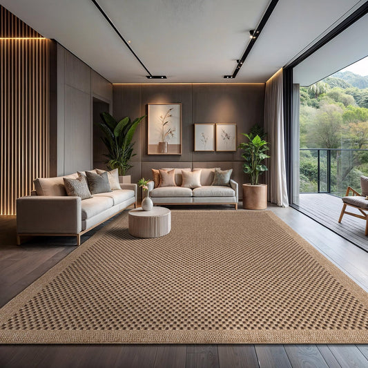 CAMILSON Easy Jute Rug 9x12, Indoor Outdoor Natural Color Fiber Area Rugs for Living Room Patio and Kitchen Rug, Sisal Boho Woven Design, Easy-Cleaning, Washable Outside Carpet Alfombras (9 x 12)