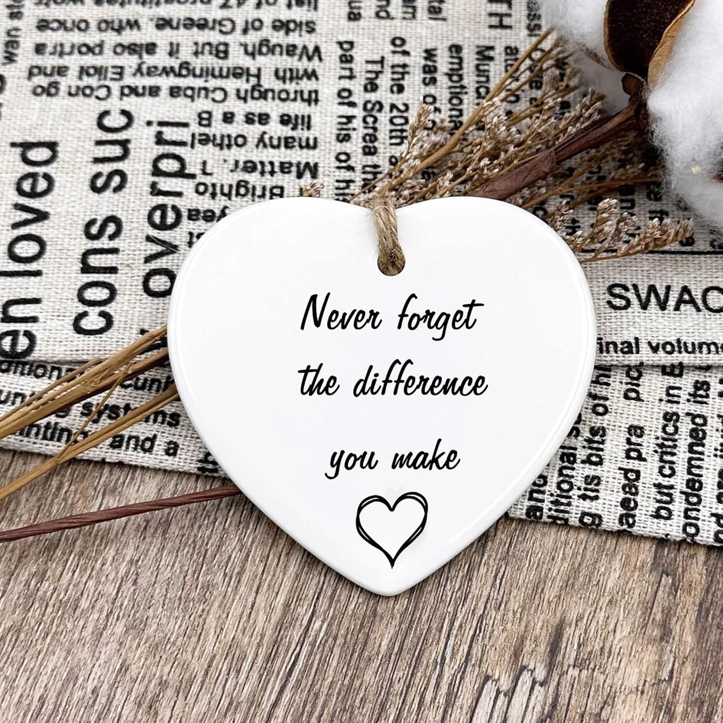 Thank You Gifts for Women Men - Never Forget The Difference You Make Ceramic Ornament Keepsake Appreciation, Retirement Gifts for Women Men, Farewell, Goodbye, Leaving Ideas for Coworker, Boss