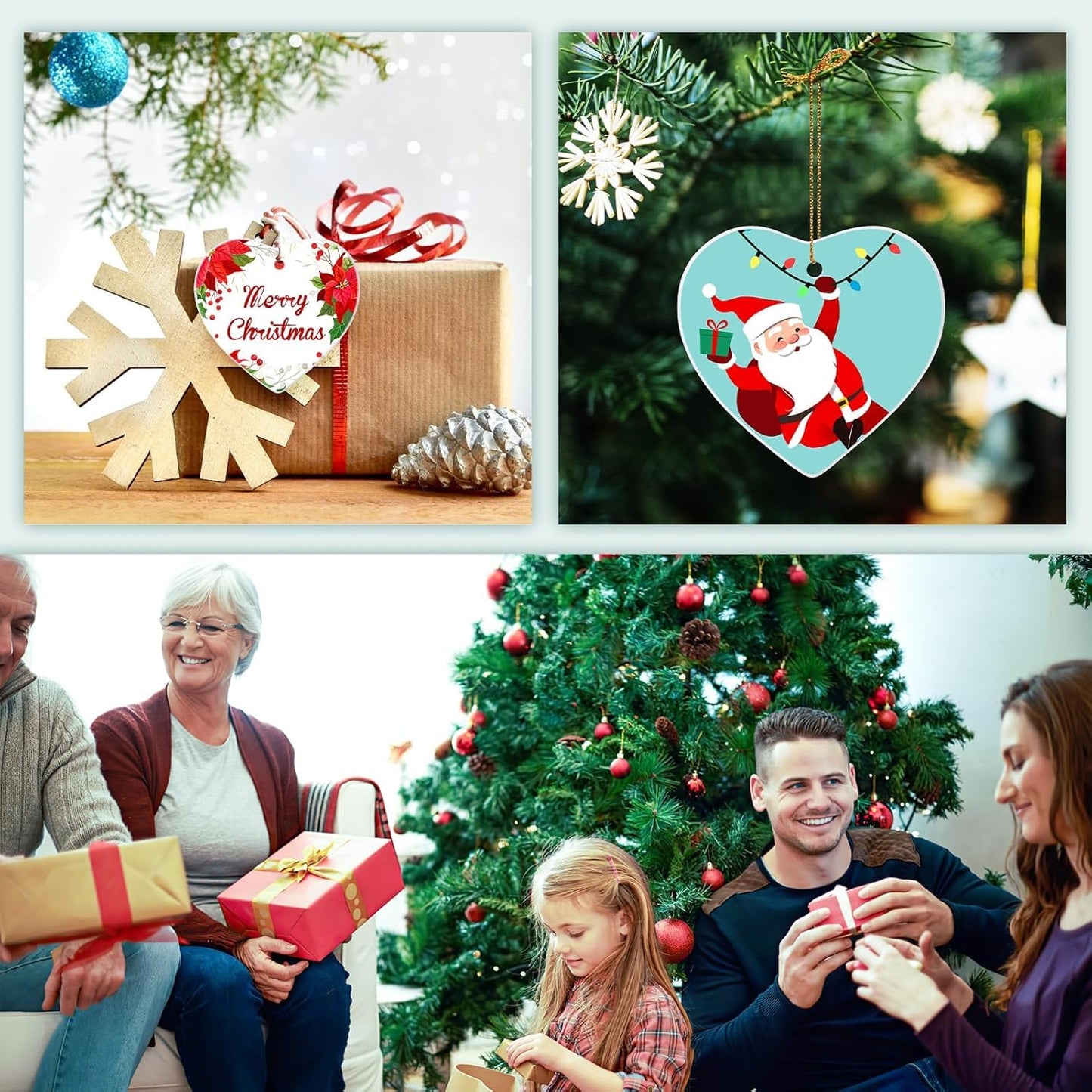 Personalized Christmas Ornaments 2024 Customized with Photo Text Ornament Keepsake Pet First Christmas Ornament Bulk Custom Ceramic Xmas Tree Decorations, Heart