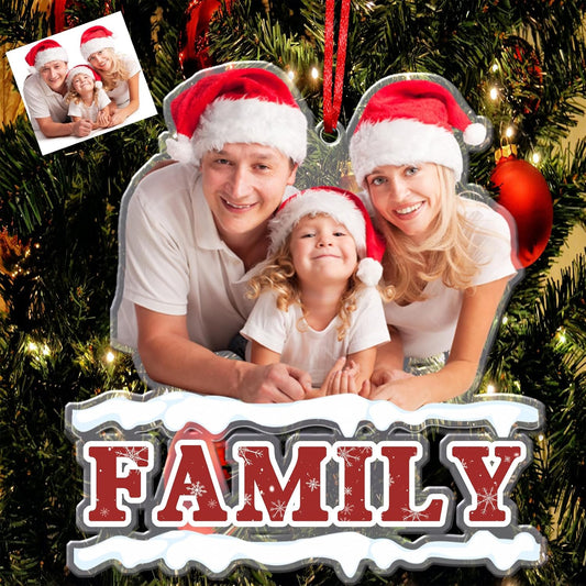 Amlion Personalized Your Photo Ornament,Custom Photo Ornament with Text Customized Acrylic Family Picture Ornament Decor Xmas Gift for Kids Mom Dad Husband Wife Friend Pet
