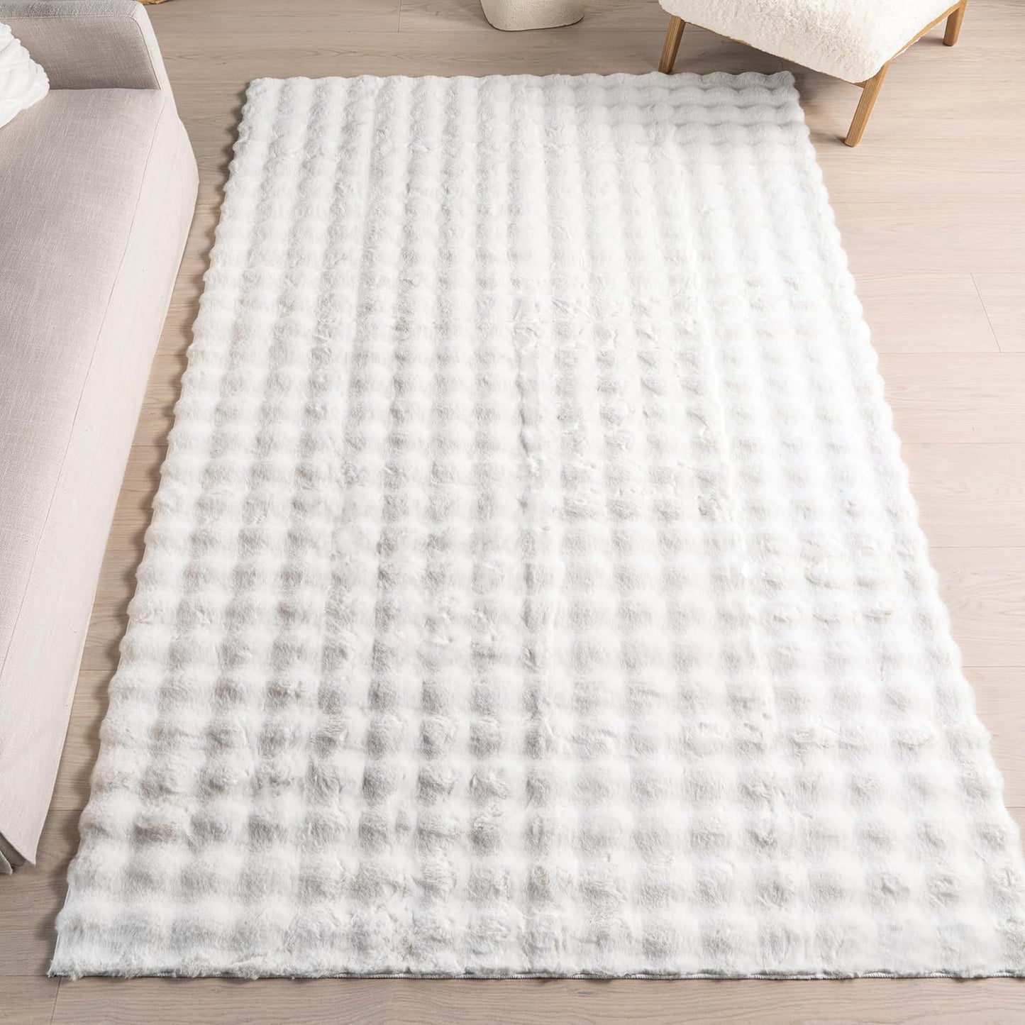 nuLOOM Jeni Checkered 6 Square Machine Washable Area Rug for Living Room Bedroom Dining Room Kitchen, Off White
