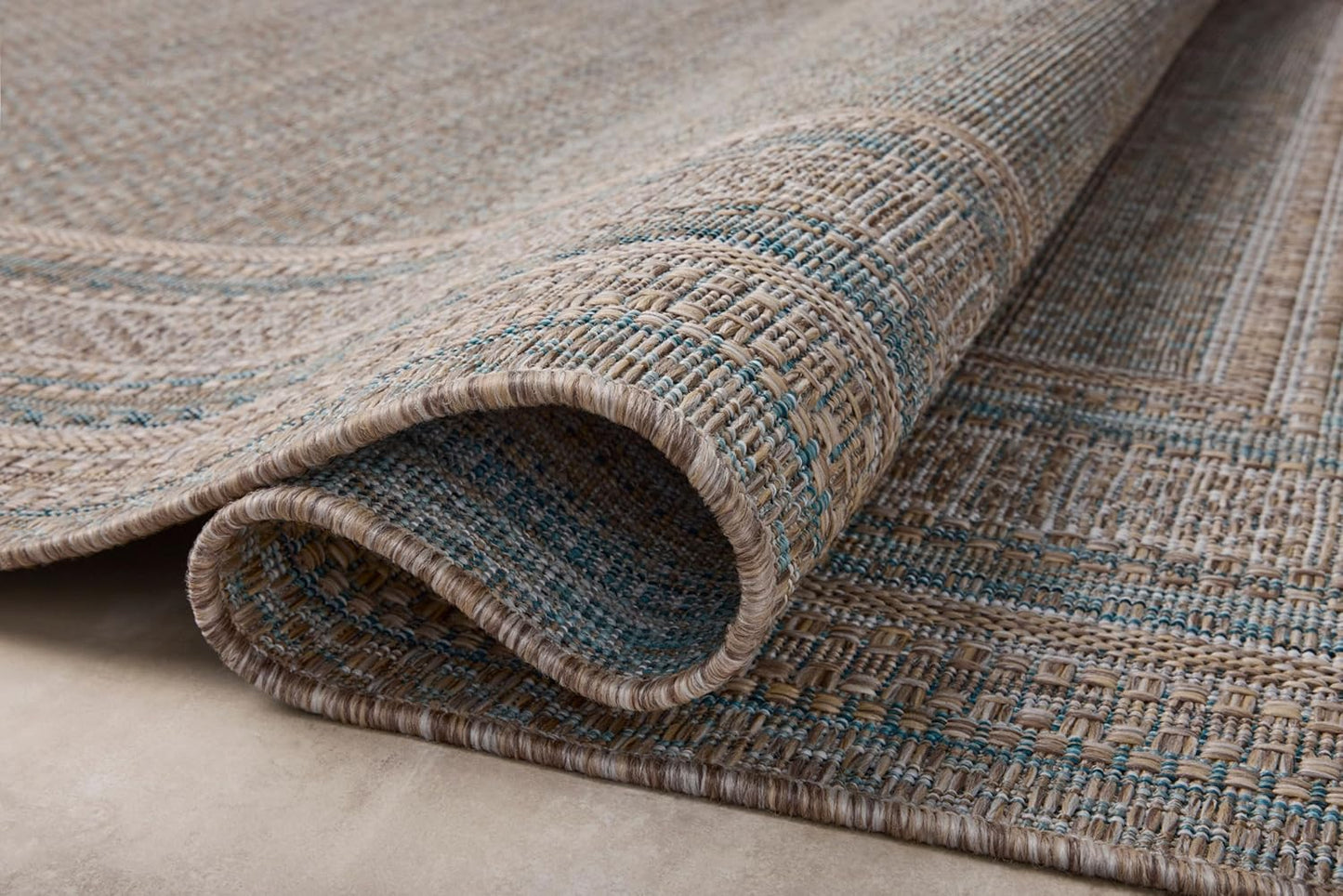 Loloi Amber Lewis Topanga Collection TOP-05 Natural/Teal 2'-3" x 3'-9" Indoor/Outdoor Area Rug